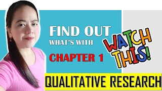 PR 1 QUALITATIVE RESEARCH CHAPTER 1 [upl. by Tanah823]