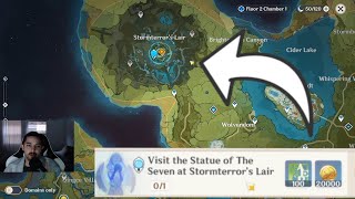 How to Visit Statue of the Seven at Stormterrors Lair in Genshin Impact [upl. by Akehs]