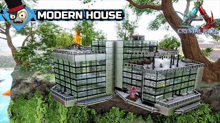 Ark Survival Evolved  Crystal Isles  Modern House and Greenhouse Design Speed Build [upl. by Aiciruam330]