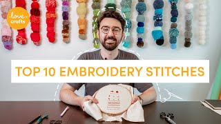 Embroidery for beginners  TOP 10 stitches [upl. by Eiahpets]