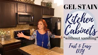 Gel Stain Kitchen Cabinets Without Sanding FAST EASY DIY [upl. by Shani]