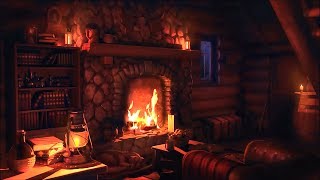 Wood Cabin Ambience  Heavy Blizzard Sounds for Sleep Relaxation amp Study with Fireplace Sounds [upl. by Arlena]