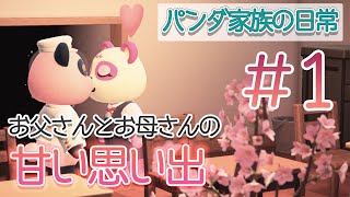 【あつ森アニメ】パンダ家族の日常1『 お父さんとお母さんの甘い思い出』 [upl. by Ibrek]