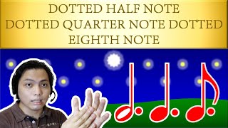 Dotted Half Note Dotted Quarter Note amp Dotted Eighth Note Explained in Filipino [upl. by Wylde]