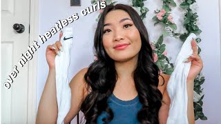 EASY OVERNIGHT HEATLESS CURLS USING SOCKS [upl. by Grof217]