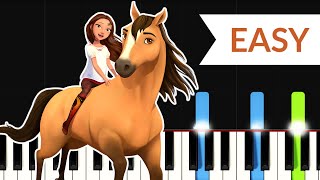 Spirit Riding Free Opening Theme EASY Piano Tutorial [upl. by Etteluap265]