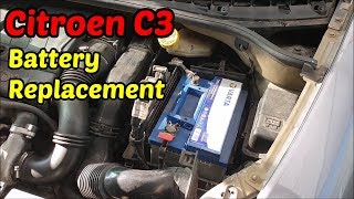 How to Replace the Battery at the Citroen c3  Citroen C3 DIY [upl. by Gayler]