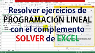 COMO RESOLVER EJERCICIOS DE PROGRAMACION LINEAL CON SOLVER DE EXCEL  INVESTIGACION DE OPERACIONES [upl. by Nate]