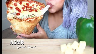 ASMR EATING GIANT FOOD PIZZA CONE  PepperoniMozzarella CHEESE Crunchy Eating Sounds No Talking [upl. by Biegel]