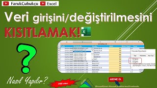 Excel Sayfada Veri Girişi  Değiştirmeyi Kısıtlamak [upl. by Yeliac942]