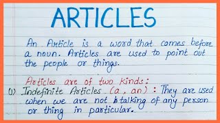 Article and its kinds uses of article in English grammar [upl. by Anibor]