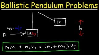 Ballistic Pendulum Physics Problems  Conservation of Momentum amp Energy  Inelastic Collisions [upl. by Abigael690]