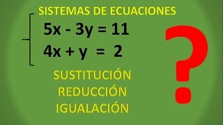 SISTEMAS DE ECUACIONES  LOS 3 MÉTODOS EXPLICADOS [upl. by Conlin289]