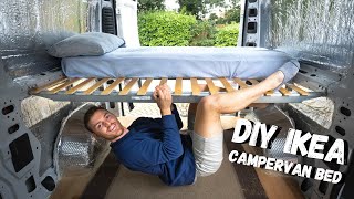 SUPER STRONG amp SIMPLE IKEA CAMPERVAN BED  DIY Budget Van Hack  No Experience Van Build [upl. by Huberto579]