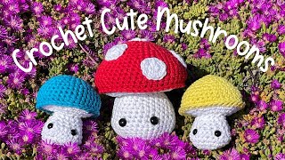 How to Crochet Cute Mushrooms  Beginner Crochet DIY [upl. by Thurlough]