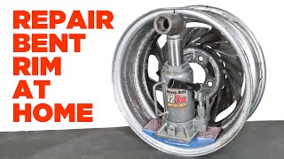 How to Repair Bent Aluminum Wheel with Bottle Jack in Garage  DIY Alloy Rim Pothole Fix [upl. by Ddahc978]