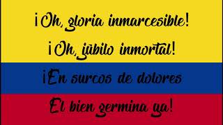 HIMNO COLOMBIA COMPLETO  FULL ANTHEM COLOMBIA  LYRICS ESP [upl. by Wilt]