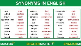 Learn 150 Common Synonyms Words in English to Improve your Vocabulary [upl. by Nohtiek]