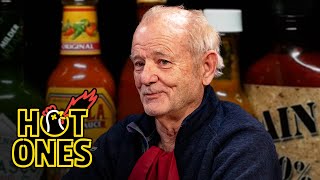 Bill Murray Doesn’t Flinch While Eating Spicy Wings  Hot Ones [upl. by Llennhoj]