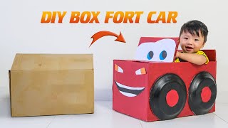 DIY I How To Make a Cardboard Box Car I Lightning McQueen [upl. by Enelehcim]