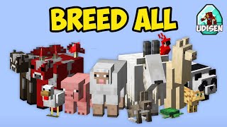 MINECRAFT HOW TO BREED ALL 26 ANIMALS alphabetically 2024 [upl. by Ahsenauj]