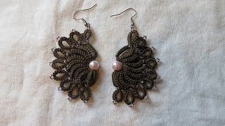 Needle Tatting Fan Earrings [upl. by Rahr473]