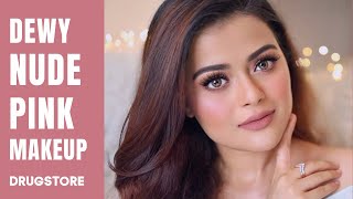 SOFT amp DEWY NUDE PINK MAKEUP TUTORIAL  CLASSY amp SIMPLE DRUGSTORE GLAM [upl. by Naamana193]