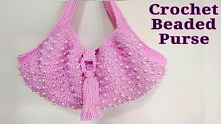 Crochet Beaded Purse Tote Bag Very Very Easy and Quick [upl. by Haymo]