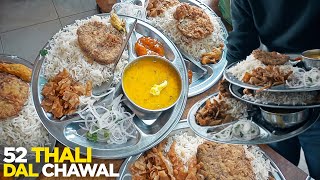 Karachi Street Food  Makhni Dal Chawal Thali  Kachori Halwa  52 Thali Restaurant  Pakistani Food [upl. by Yor]