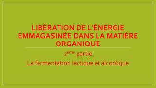 Libération de l’énergie emmagasinée dans la matière organique 2partie [upl. by Lyons]