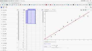 Geogebra regression analysis from spreadsheet [upl. by Seravat]