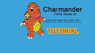 Tutorial Pokemon Charmander 3D perler beads Hama Beads Pyssla [upl. by Oram384]