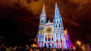 The Chartres Cathedral Luminaires France Light Show [upl. by Ahsinnek]