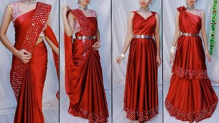 5 ELEGANT DRAPING OF PLAIN SAREEGOWN STYLE SAREE DRAPINGSTEP BY STEPHINDIGLAMBEAUTYYS [upl. by Nahtal]