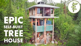 MindBlowing Modern Tiny Tree House Built with Reclaimed Materials  FULL TOUR [upl. by Malinowski]