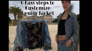 How to Customize denim jacket  easy DIY denim Jacket customizing Thrifted fabric [upl. by Rozelle]