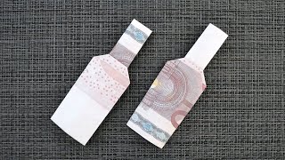 Origami FLASCHE Geldgeschenk GELD FALTEN  Geschenk  Money BOTTLE  Tutorial by Euro Origami [upl. by Atorod]