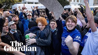 European Super League Chelsea fan protests turn to celebrations as club withdraw [upl. by Renault]