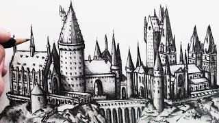 How to Draw Hogwarts Narrated Step by Step [upl. by Ruhtracm399]