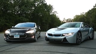 BMW i8 vs Tesla Model S  Consumer Reports [upl. by Rodama]