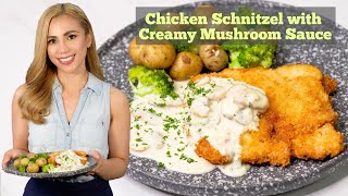 Chicken Schnitzel with Creamy Mushroom Sauce [upl. by Enrev]