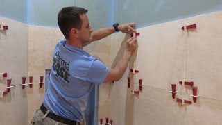 Part quot1quot Travertine Tiles installation on shower walls  step by step  how to with TLOCK™ 🛀🏻 🚿 [upl. by Enivid]