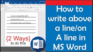 How to type on a line in Word  how to write above a line in MS Word [upl. by Parent]