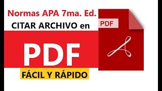 NORMAS APA CITAR ARCHIVO PDF SÉPTIMA EDICIÓN 7ma PASO A PASO EN WORD [upl. by Nita811]