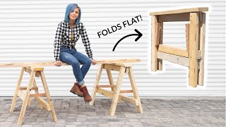 HEAVY DUTY DIY Folding Sawhorses [upl. by Nerland272]