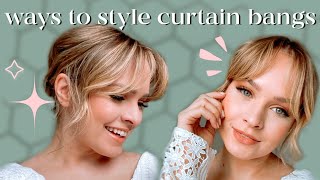 ALL the ways to style CURTAIN BANGS  Kayley Melissa [upl. by Power170]