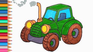 Deseneaza un Tractor  desene DIY pentru copii [upl. by Aneehsirk782]