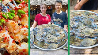 Sros Yummy Cooking Vlogs Yummy and Spicy Ocean Crab Pickle and Eat  Mommy Chef Sross Recipe [upl. by Yessac]