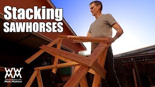 Sturdy Stacking Sawhorses  STEP BY STEP [upl. by Novit]