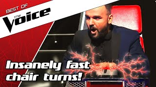 TOP 10  QUICKEST TURNS in the Blind Auditions of The Voice [upl. by Chitkara913]